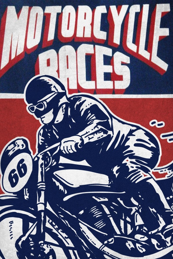 Motorcycle Racing Vintage Poster  Print